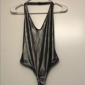 Silver metallic bodysuit